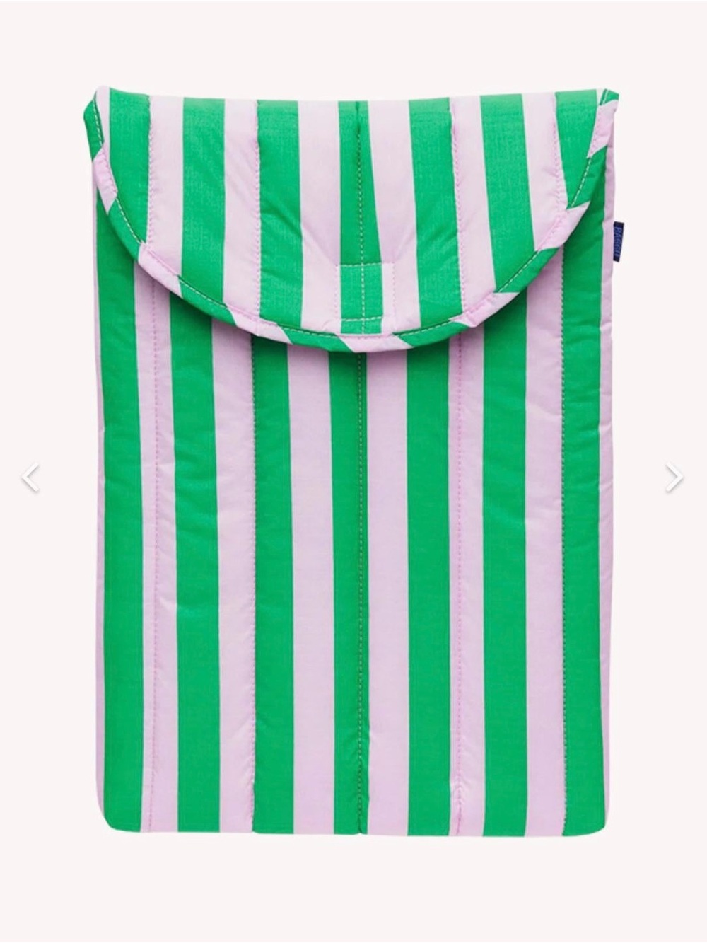 Baggu Puffy Laptop Sleeve - 16”, Pink Awning Stripe